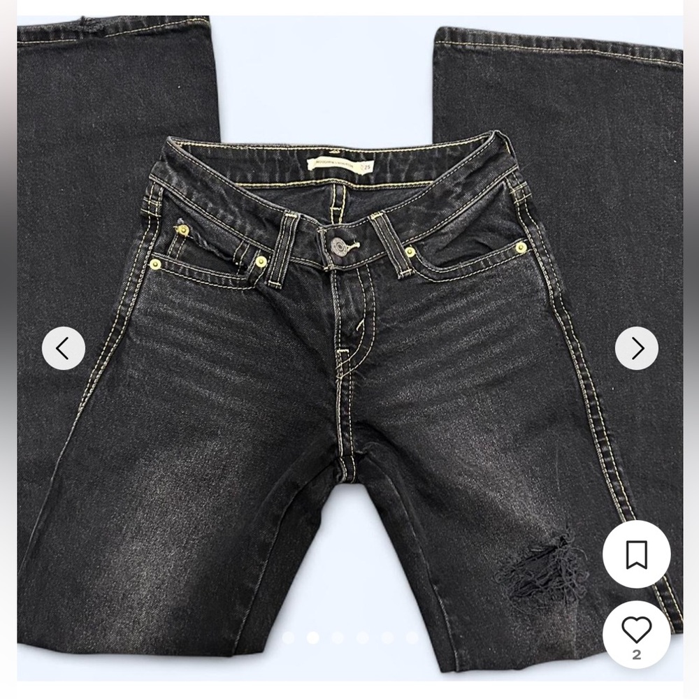 Levi’s Noughties Low Rise Bootcut Jeans Black Distressed Button Flap Pockets - Picture 15 of 15